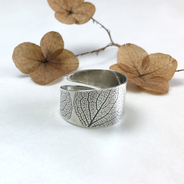 Tiger Lilly Shop Jewelry - Hydrangea Petal Adjustable Ring in Sterling, Druid Hill Park
